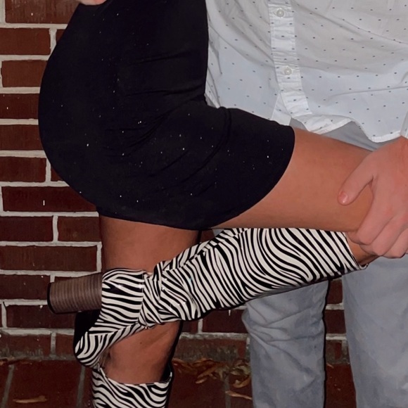 Zebra Print Knee High Boots - Picture 2 of 2